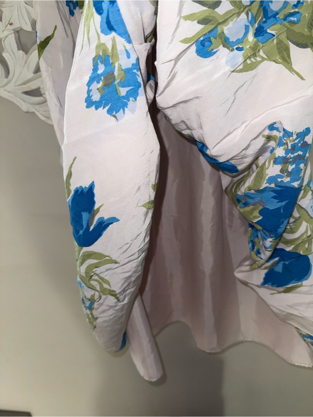 Boden White Midi Dress with Blue Floral and Green Leaf Print - Picture 5 of 5